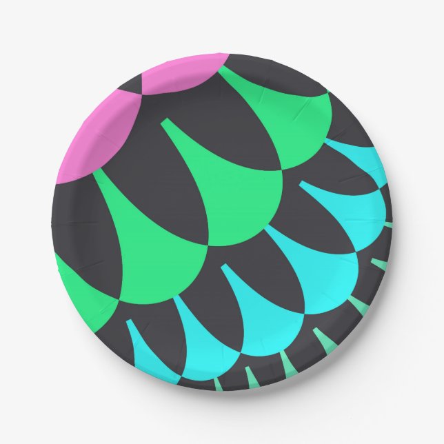 Hellblaue und grüne Skala Pappteller (Vorderseite)