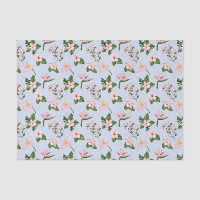 Hellblaue und rosa Blume Seidenpapier (Vorderseite)