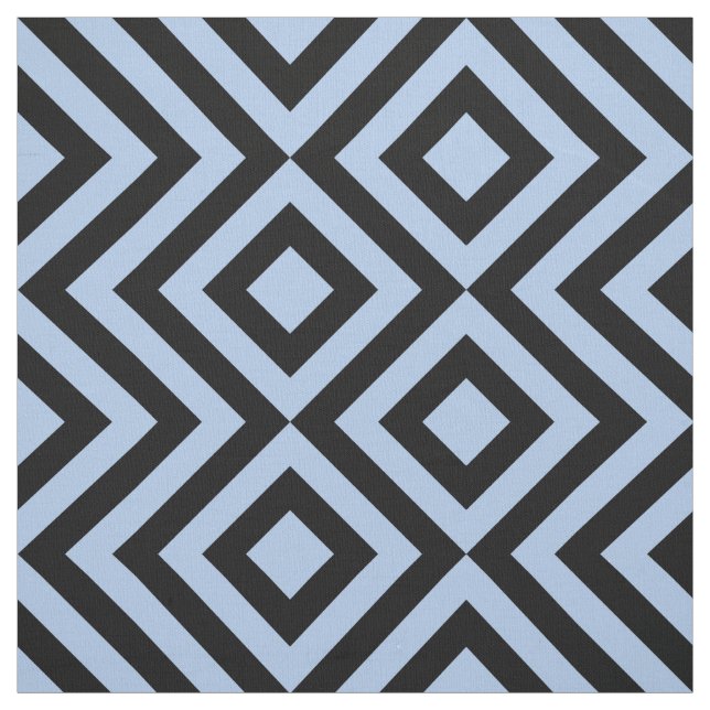 Hellblaue und schwarze Zickzacke u. Diamanten Stoff (Muster)