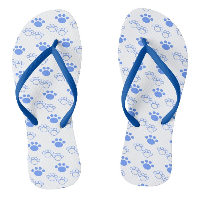 Hellblaue und weiße Paw Flip Flops (Fußbett)