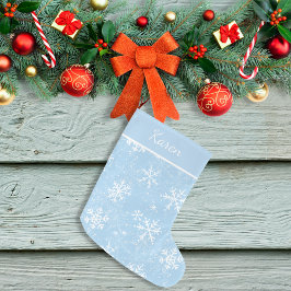 Hellblaue und weiße Schneeflocken - Name Weihnacht Großer Weihnachtsstrumpf