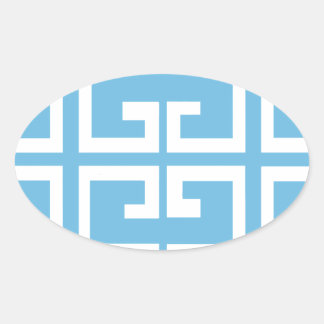 Hellblaue und weiße Tile Ovaler Aufkleber