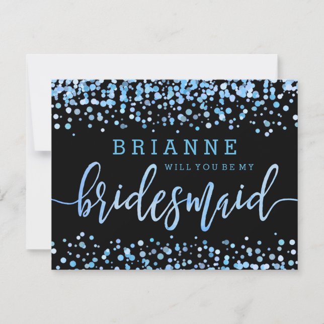 Hellblaue Wasserfarbe wirst du meine Bridesmaid se Einladung (Vorderseite)