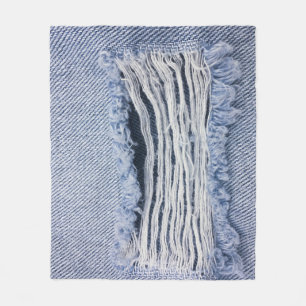 Hellblaue zerrissene Jeans-Textur Fleecedecke