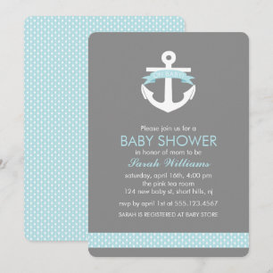 Hellblauer Anker-Seejungen-Babyparty Einladung