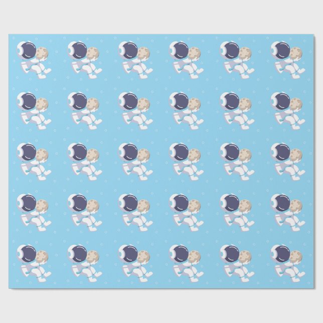 Hellblauer Astronaut - Geschenkpapier (Flach)