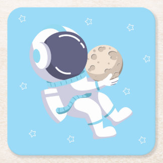 Hellblauer Astronaut - Papier-Unterlage Rechteckiger Pappuntersetzer