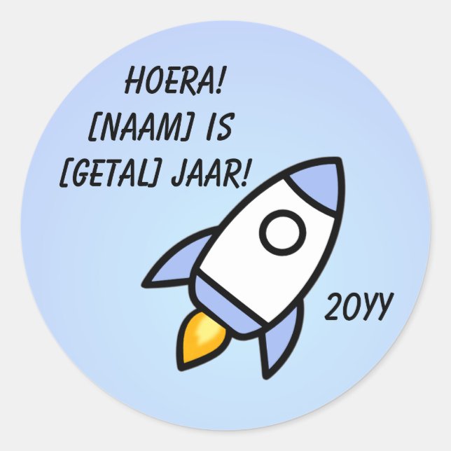 Hellblauer Astronaut Rakete Geburtstag Sticker (Vorderseite)