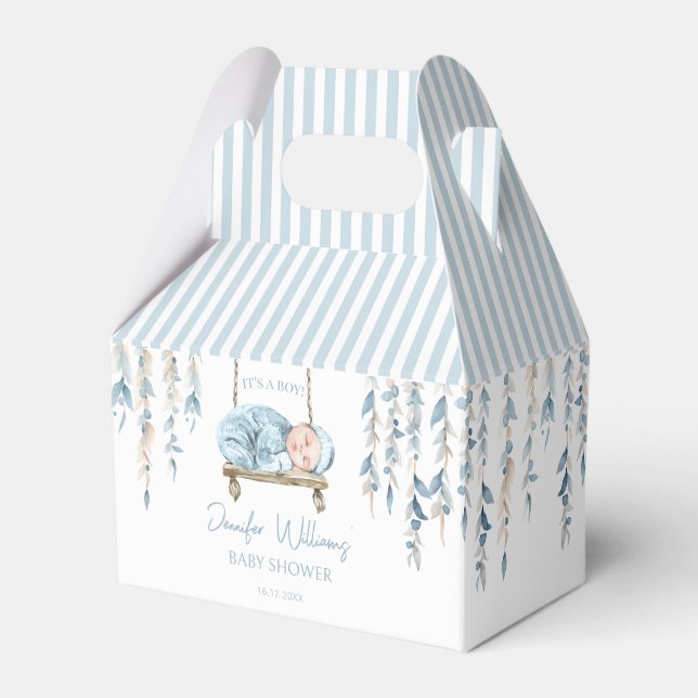 Hellblauer Boho Baby Dusche Süßigkeiten Geschenkbo Geschenkschachtel (Vorderseite)
