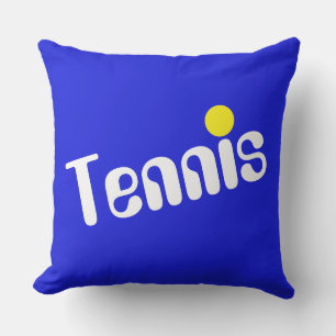Hellblauer Cool-weißer, gelber Diagonaltext TENNIS Kissen
