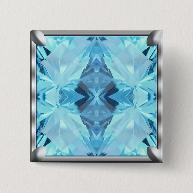 Hellblauer Edelstein-Entwurf Button (Vorderseite)