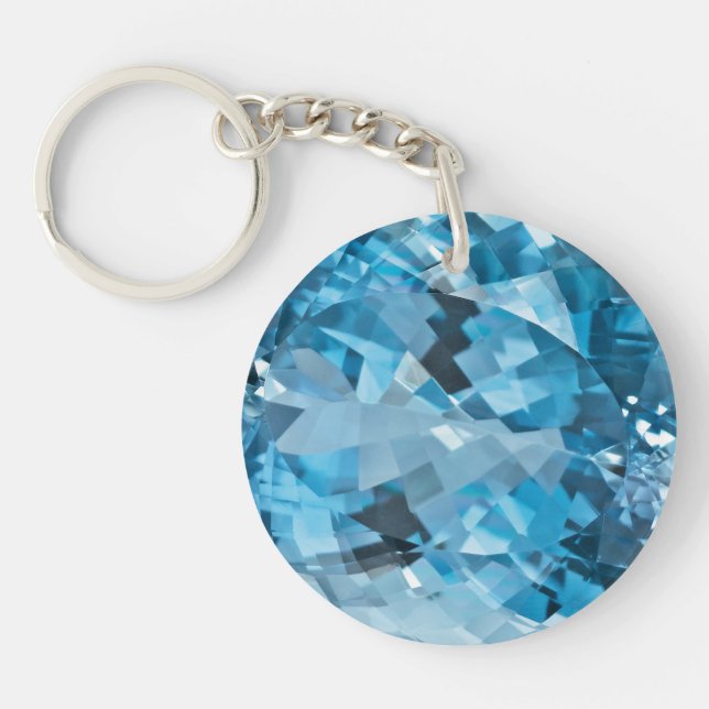 Hellblauer Edelsteinaquamarine-März Birthstone Schlüsselanhänger (Vorderseite)