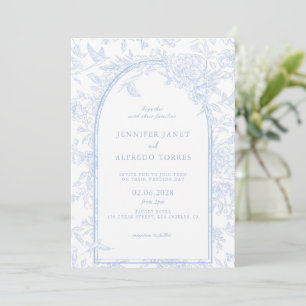 Hellblauer Elegante Hochzeit mit Flora Einladung