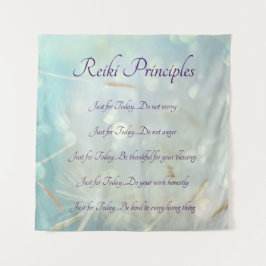 Hellblauer Entwurf Reiki Prinzipien Wandteppich