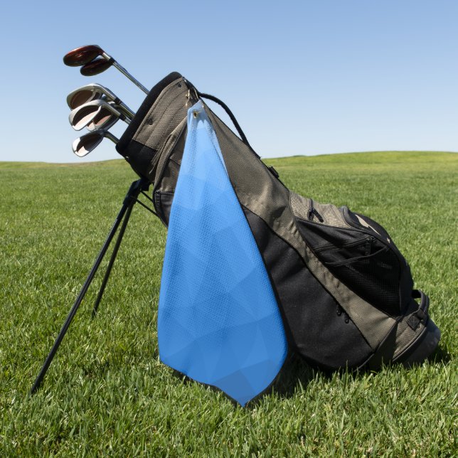 Hellblauer Farbverlauf geometrisches Maschenmuster Golfhandtuch (Gras)