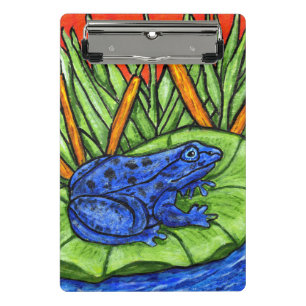 Hellblauer Gepunkteter Frosch auf Lily Pad Hochtön Mini Klemmbrett