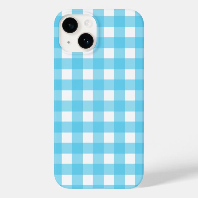Hellblauer Gingham Case-Mate iPhone 14 Hülle (Rückseite)