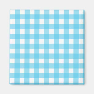 Hellblauer Gingham Magnet