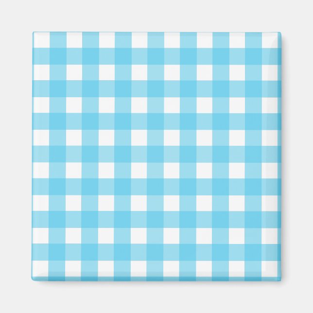 Hellblauer Gingham Magnet (Vorne)