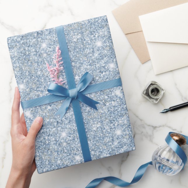 Hellblauer Glitter-Geburtstag Geschenkpapier (Schenken)