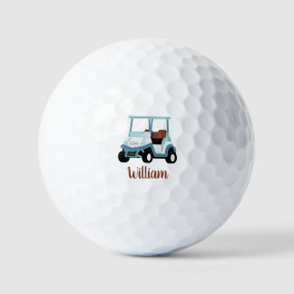 Hellblauer Golfwagen personalisiert Golfball