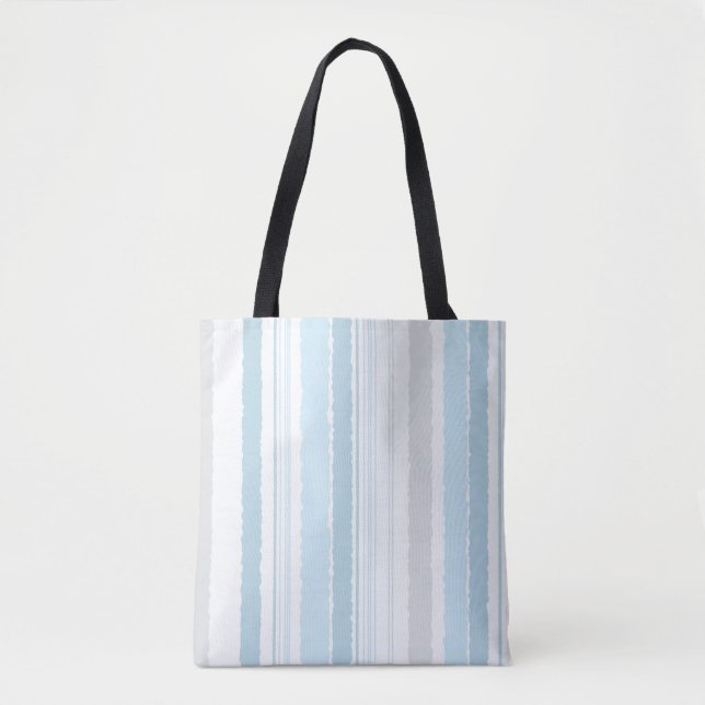 Hellblauer grauer Wasserfarben gestreifter Tote Ba Tasche (Vorderseite)