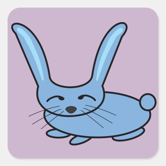 Hellblauer Hase Quadratischer Aufkleber (Vorderseite)