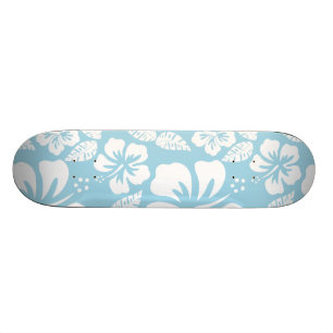 Hellblauer hawaiianischer tropischer Hibiskus Skateboard