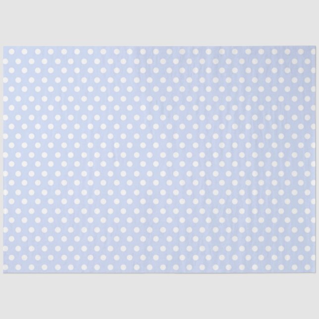 Hellblauer Hintergrund mit weißen Polka-Punkten Seidenpapier (Vorderseite)