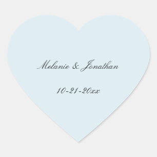 Hellblauer Hochzeitstag Herz-Aufkleber