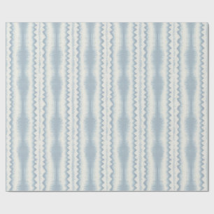 Hellblauer Ikat-Streifen auf Creme, Webmuster Geschenkpapier