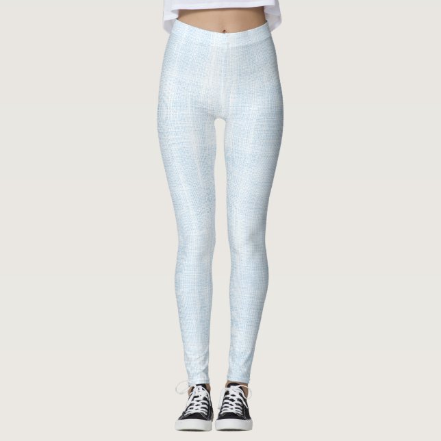 Hellblauer Kunstleinen Leggings (Vorderseite)