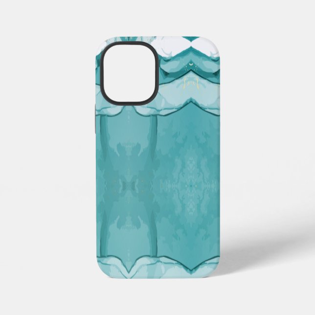 Hellblauer Marmor Elegantes Modernes Muster iPhone 12 Mini Hülle (Rückseite)