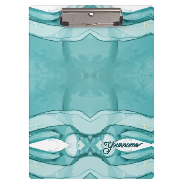 Hellblauer Marmor Elegantes Modernes Muster Klemmbrett (Vorderseite)