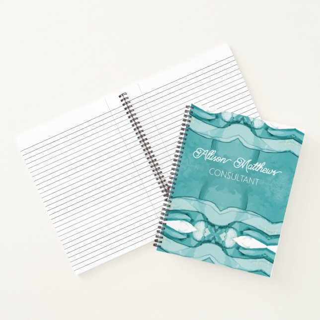 Hellblauer Marmor Elegantes Modernes Muster Notizbuch (Innenseite)