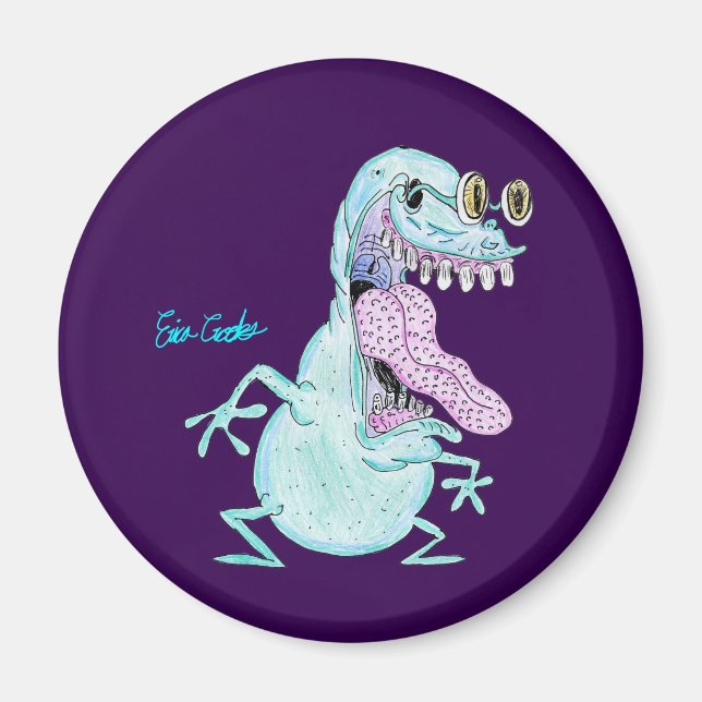hellblauer Monster-Alien-Cartoon Magnet (Vorne)
