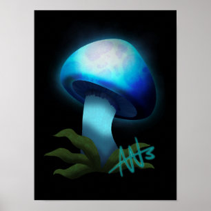 Hellblauer Mushroom Poster