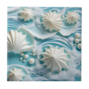 Hellblauer Ozean Hintergrund mit Seashells Fliese