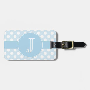 Hellblauer Polka-Punkt mit Monogramm Gepäck-Umbau Gepäckanhänger