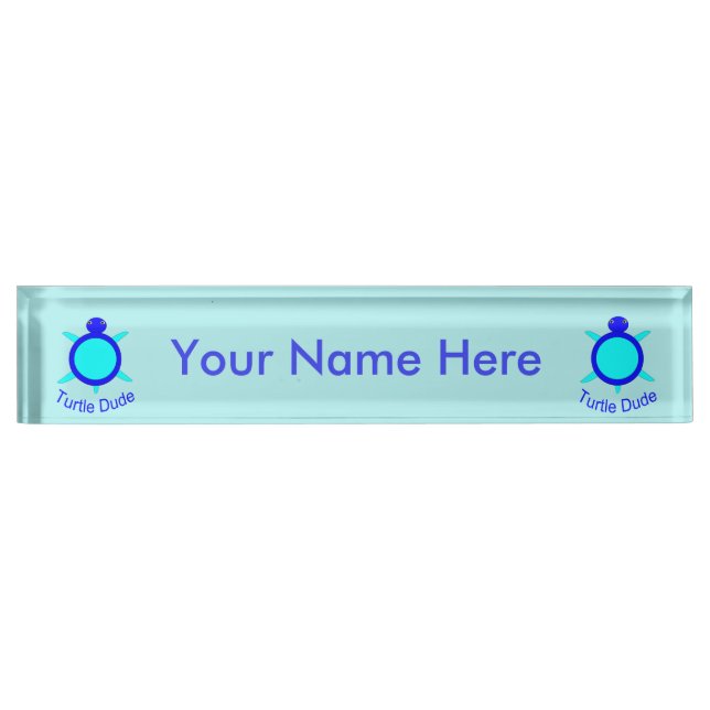 Hellblauer Schildkröten Typ Custom Namensplakette (Vorderseite)