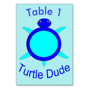 Hellblauer Schildkröten Typ Custom Tablecard Tischnummer