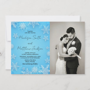 Hellblauer Schnee Hochzeitseinladungen mit Foto Einladung