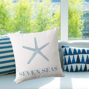 Hellblauer Seesterntext Kissen