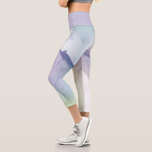 hellblauer Seideneffekt Capri Leggings