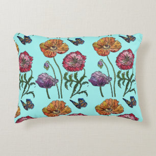 Hellblauer Shabby Mohndekissen Kissen