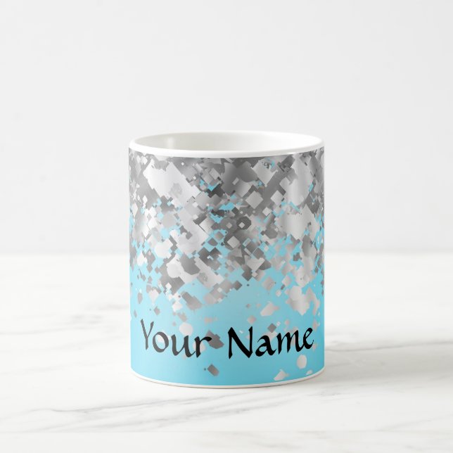 Hellblauer und Imitat-Glitter Kaffeetasse (Mittel)