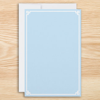 Hellblauer und weißer griechischer Schlüsselrand Briefpapier