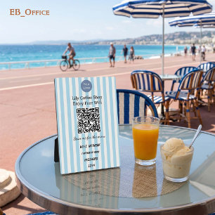 Hellblauer vertikaler Streifen QR-Code-Wifi-Sockel Fotoplatte