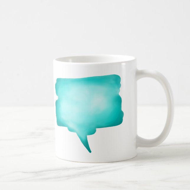 Hellblauer Wasserfarbe-Sprache-Ballon Kaffeetasse (Rechts)