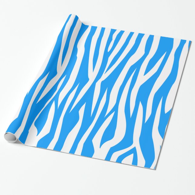 Hellblauer Zebra-Druck Geschenkpapier (Ungerollt)